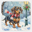 Recherche de noël de teckel autocollants Dachshund