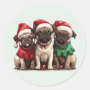 Recherche de chien carlin autocollants Chapeau santa
