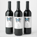 Recherche de papillons bleus bouteilles vin étiquettes Insecte