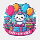 Zoek naar katten verjaardag stickers Verjaardagstaart