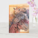 Recherche de cheval de ferme vœux cartes Aquarelle