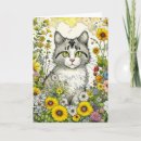Recherche de chat gris et blanc vœux cartes Fleurs