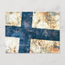 Recherche de drapeau de la finlande cartes postales Bleu