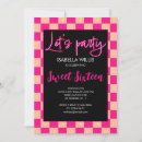 Recherche de damier rose invitations Pour elle