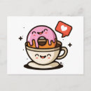 Recherche de café kawaii cartes postales Amoureux du café