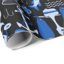 Zoek naar vissen cadeaupapier Blauw