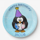 Recherche de anniversaire de pingouin assiettes Bleu
