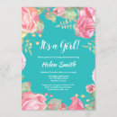 Recherche de florale baby shower fille invitations C'est une fille