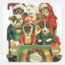 Recherche de chien vintage autocollants Chapeau santa
