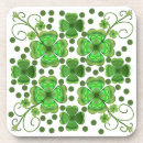 Recherche de trèfle quatre feuilles dessous de verres Vert et blanc