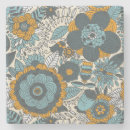 Recherche de motif floral vintage dessous de verres Bleu