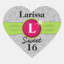 Recherche de coeur argenté autocollants Monogramme