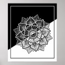 Recherche de mandala floral posters Noir et blanc