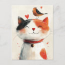 Recherche de oiseau de chat cartes postales Illustration