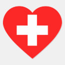 Recherche de coeur suisse autocollants Drapeau