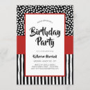 Recherche de rayures rouges et blanches invitations Fête d'anniversaire
