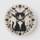 Recherche de chat noir et blanc horloges Adorable