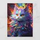 Recherche de chat psychédélique cartes postales Coloré