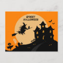 Zoek naar heks op bezemsteel briefkaarten Vrolijke halloween