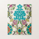 Recherche de motif floral puzzles Turquoise