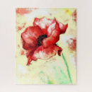 Recherche de pavot rouge puzzles Aquarelle