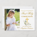 Recherche de première de blanc petite communion invitations Croix d'or