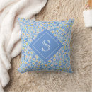 Recherche de motif floral bleu coussins Monogramme