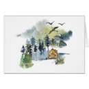 Recherche de cabane vœux cartes Aquarelle