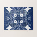 Recherche de motif asiatique puzzles Bleu