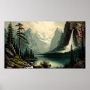 Recherche de montagnes de cascade posters Peinture