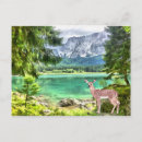 Recherche de cerf cartes postales Aquarelle