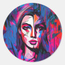 Recherche de visage abstrait autocollants Coloré