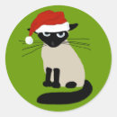 Recherche de noël chat autocollants Fête du chat drôle