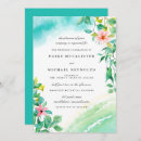 Recherche de bleu turquoise rose mariage invitations Tropical