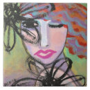 Recherche de peinture abstraite de fleur carreaux Femme