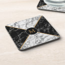 Recherche de marbre noir et blanc dessous de verres Monogramme