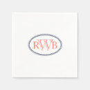 Recherche de corail bleu serviettes Monogramme