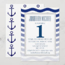 Recherche de nautical 1ans anniversaire invitations Bleu