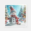 Zoek naar kerstkaart servetten Sneeuwman