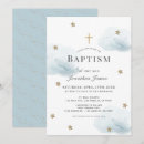 Recherche de or baptême invitations Bleu