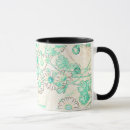 Recherche de motif floral turquoise tasses Moderne