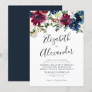 Recherche de bordeaux et bleu marine mariage invitations Aquarelle florale