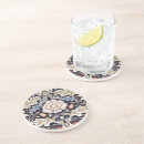 Recherche de motif floral vintage dessous de verres Rouge