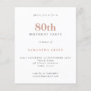 Recherche de quatre vingtième anniversaire invitations Minimaliste