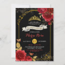 Recherche de noir rouge et or invitations Quinceañera