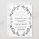 Recherche de floral noir et blanc invitations Vintage