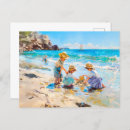 Recherche de enfants jouant sur la plage cartes postales Impressionnisme