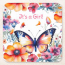 Zoek naar vlinders onderzetters Baby shower