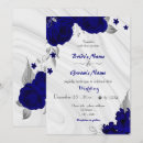 Recherche de bleu royal et gris argenté invitations Floral