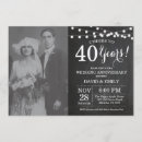 Recherche de quarantième de mariage anniversaire invitations Noir et blanc